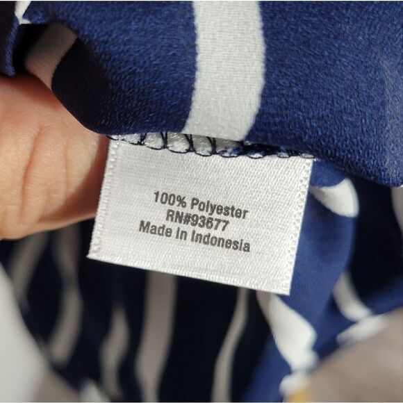 A.n.a Navy Stripe Peplum Hem Blouse With Ruffles Size XL NWT - Picture 9 of 11